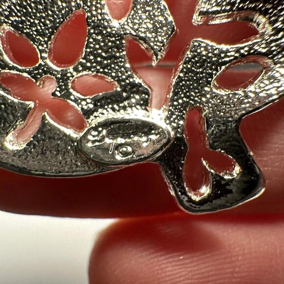 Signed Danecraft Pig Piggy Brooch Pin Silver Tone Metal - Picture 8 of 11